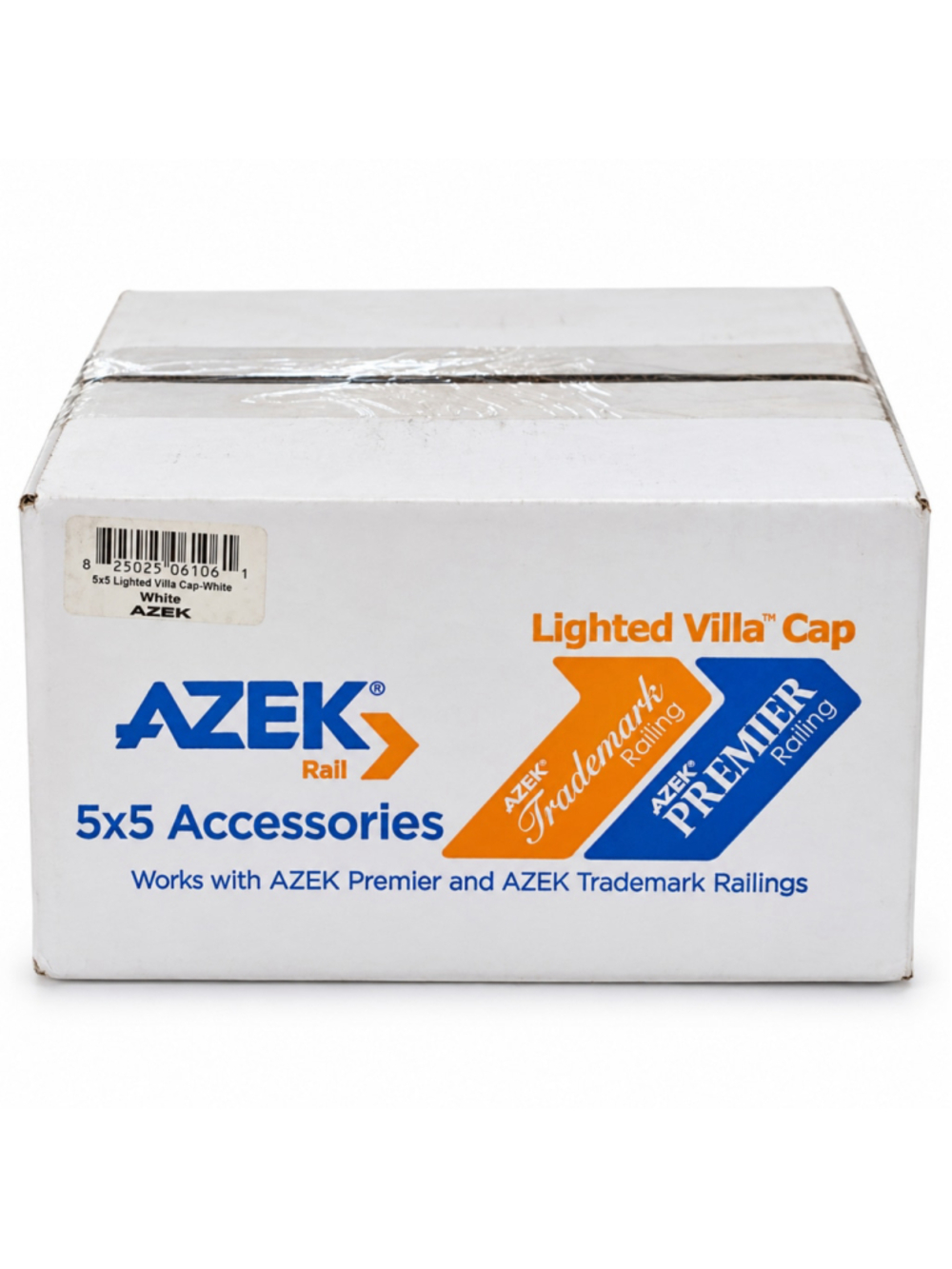 AZEK 5x5 Lighted Villa Post Cap White LED Deck Railing 825025061061 NOS
